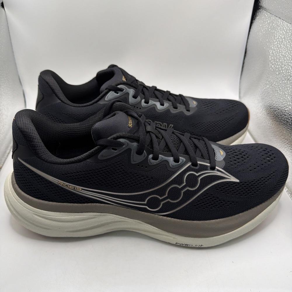 Saucony Men's Athleisure Ride 19 Running Shoe Black/Pewter Size 9.5. New